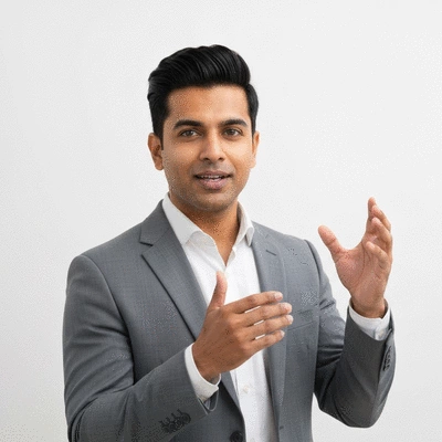 Professional individual engaging in personal branding activities, such as presenting at a virtual conference or interacting on social media, with a clean background, no text, no words, no typography, clean image