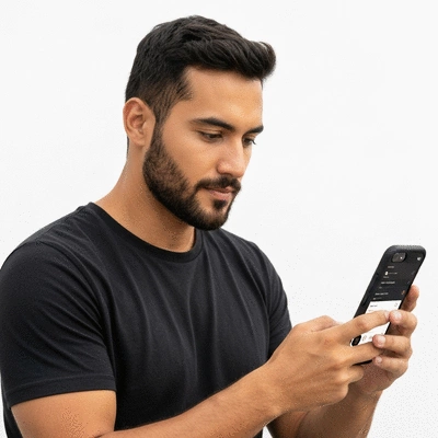 Person listening to a podcast on a smartphone, representing ongoing education in network marketing