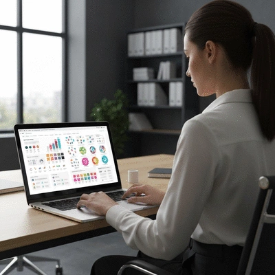 Person using a laptop to manage brand assets and guidelines