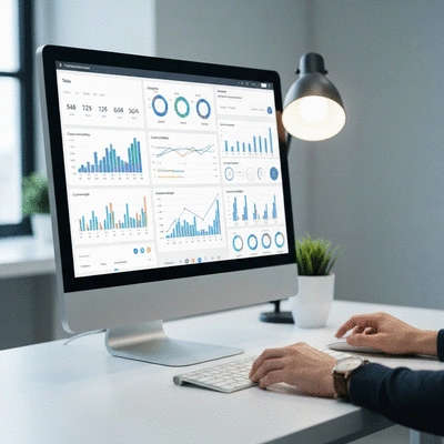 Data analytics dashboard displaying sales metrics and customer insights