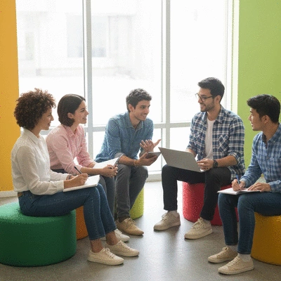 Group of diverse people watching and interacting with a live stream on various devices, showing engagement and community building