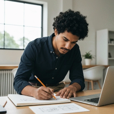 Person developing a personal branding statement on a laptop