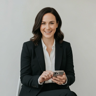 Professional woman engaging with audience on social media, representing authentic personal branding, no text, no words